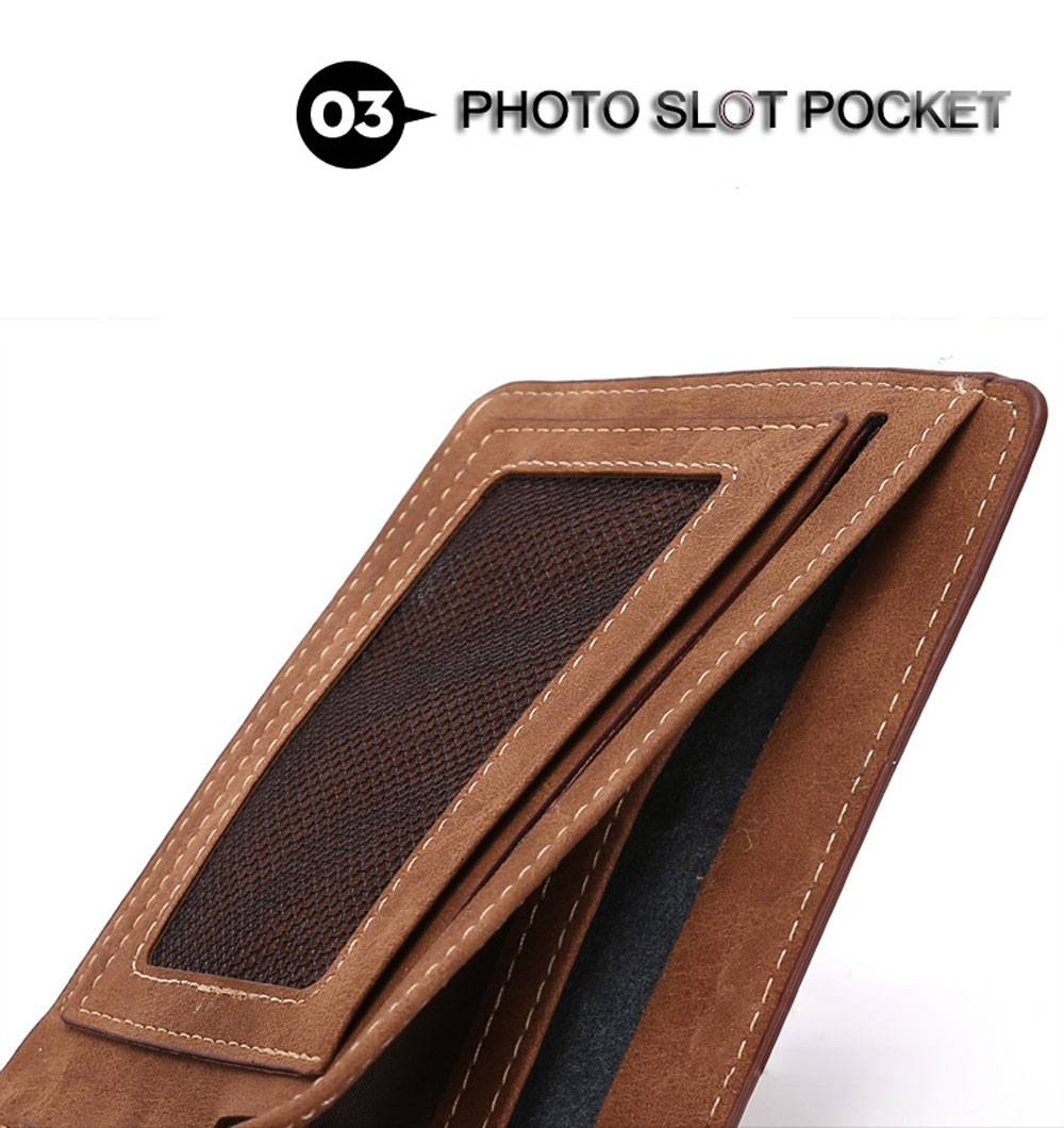 baellerry Men Solid Color Letter Open Short Horizontal Wallet