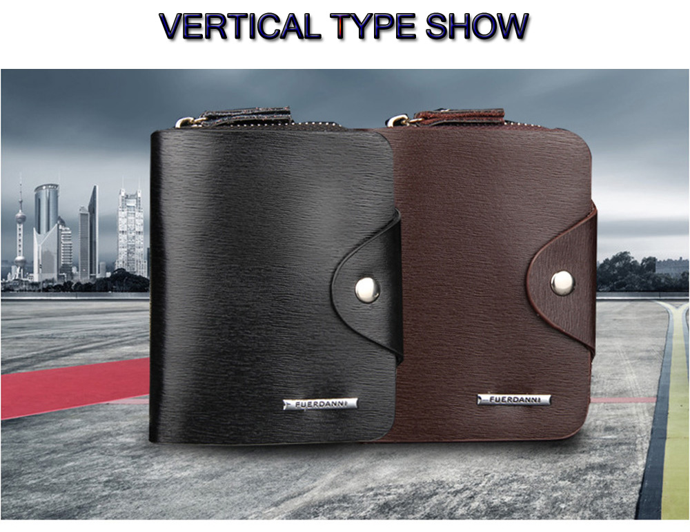 Men Toothpick Line Solid Color Letter Hasp Zipper Short Wallet