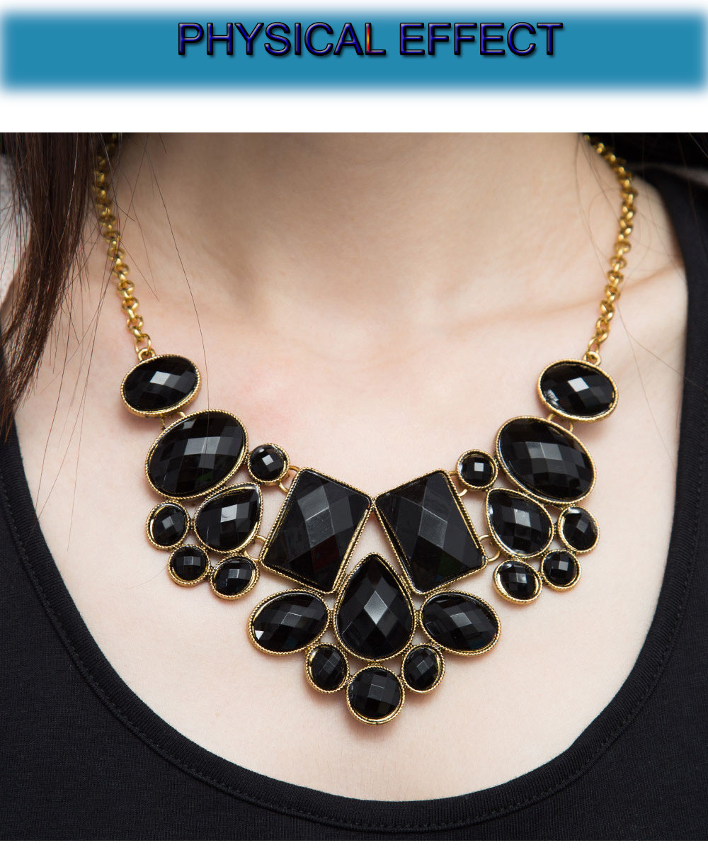 Women Water Drop Geometric Faux Gem Necklace