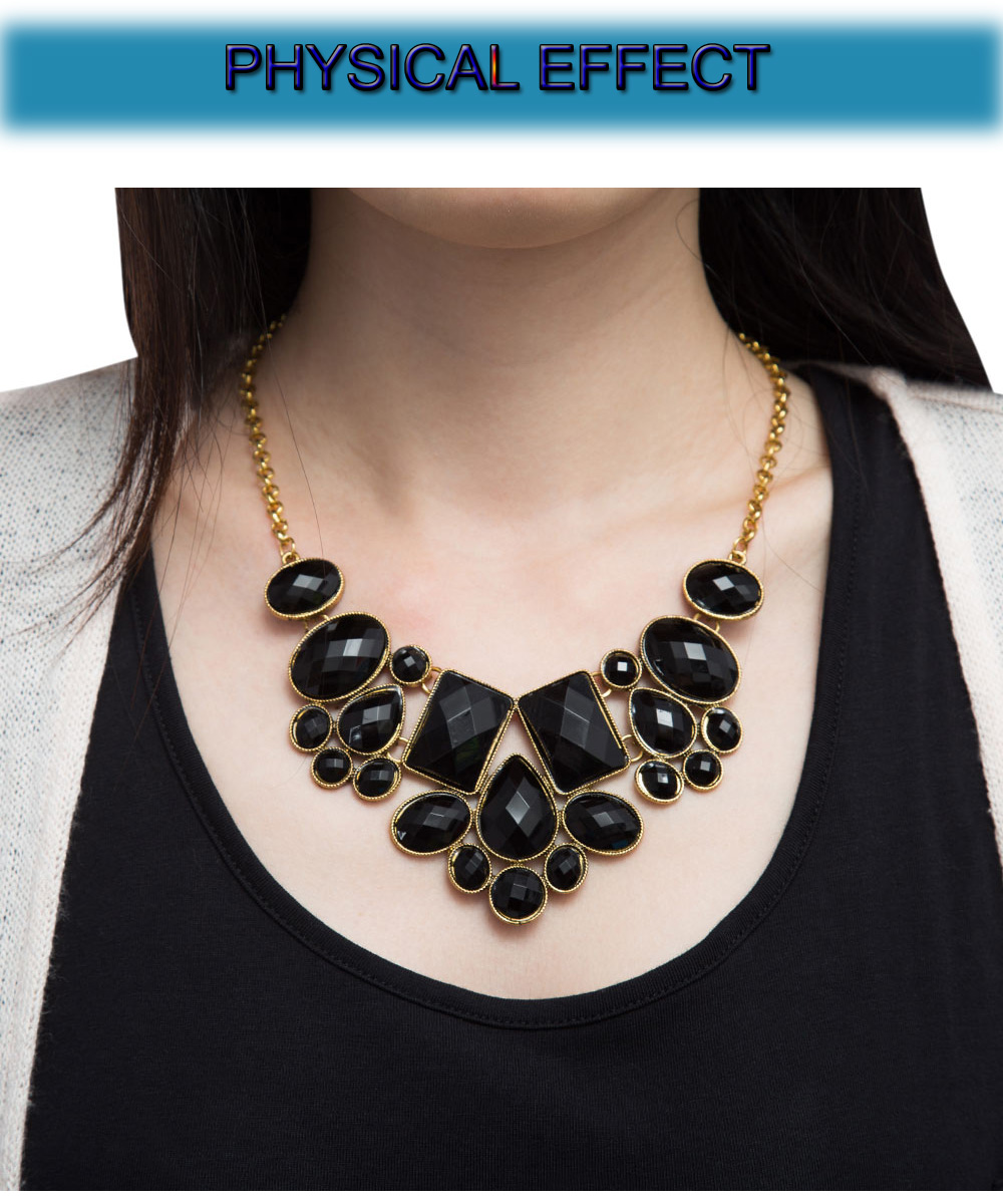 Women Water Drop Geometric Faux Gem Necklace