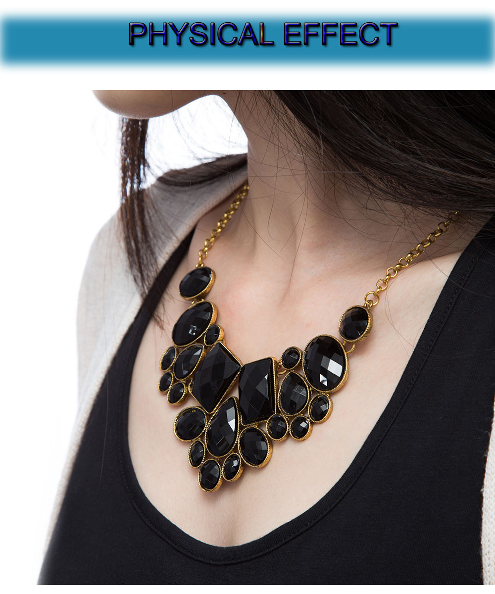 Women Water Drop Geometric Faux Gem Necklace