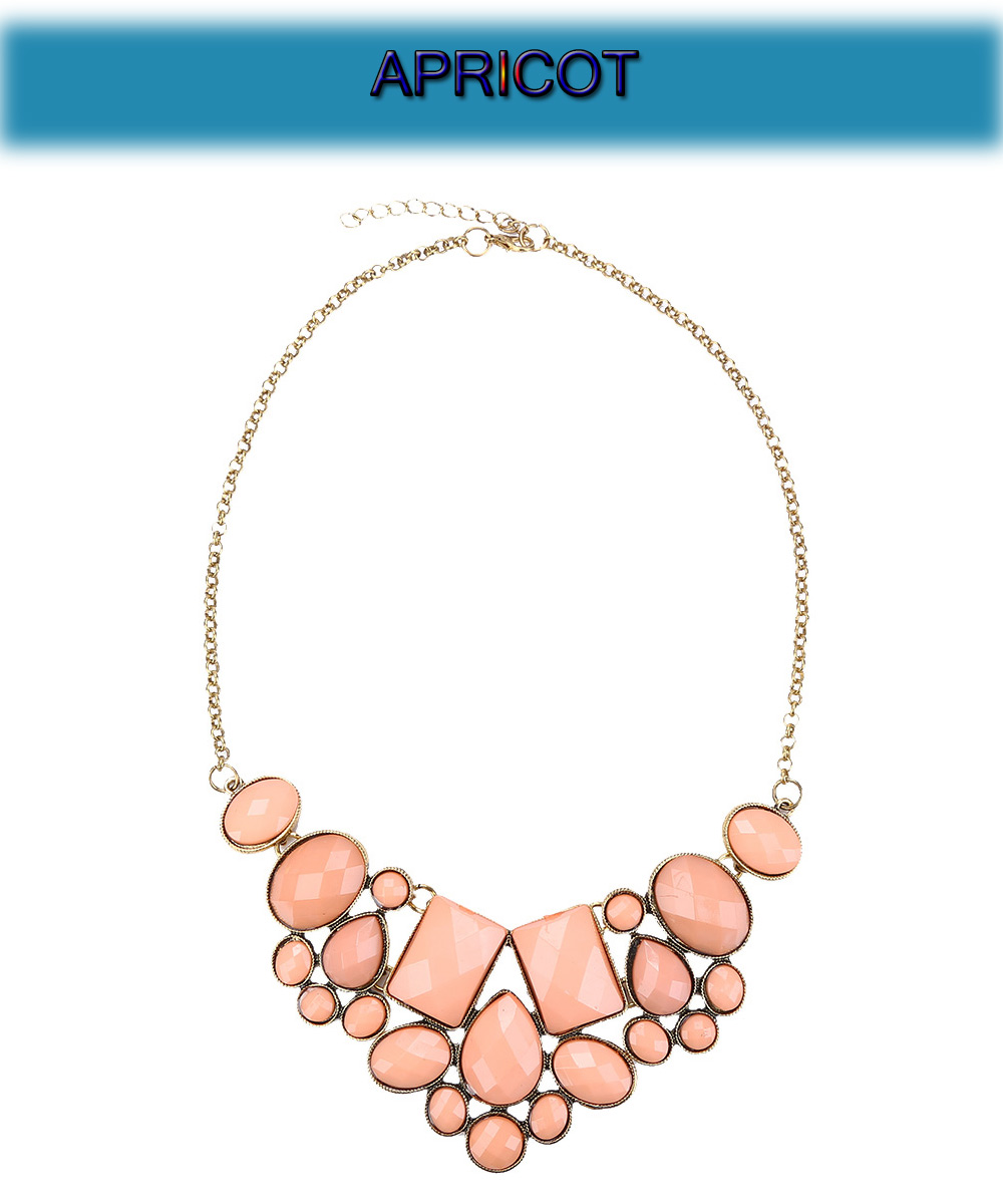 Women Water Drop Geometric Faux Gem Necklace