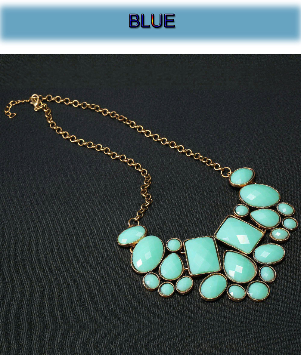 Women Water Drop Geometric Faux Gem Necklace