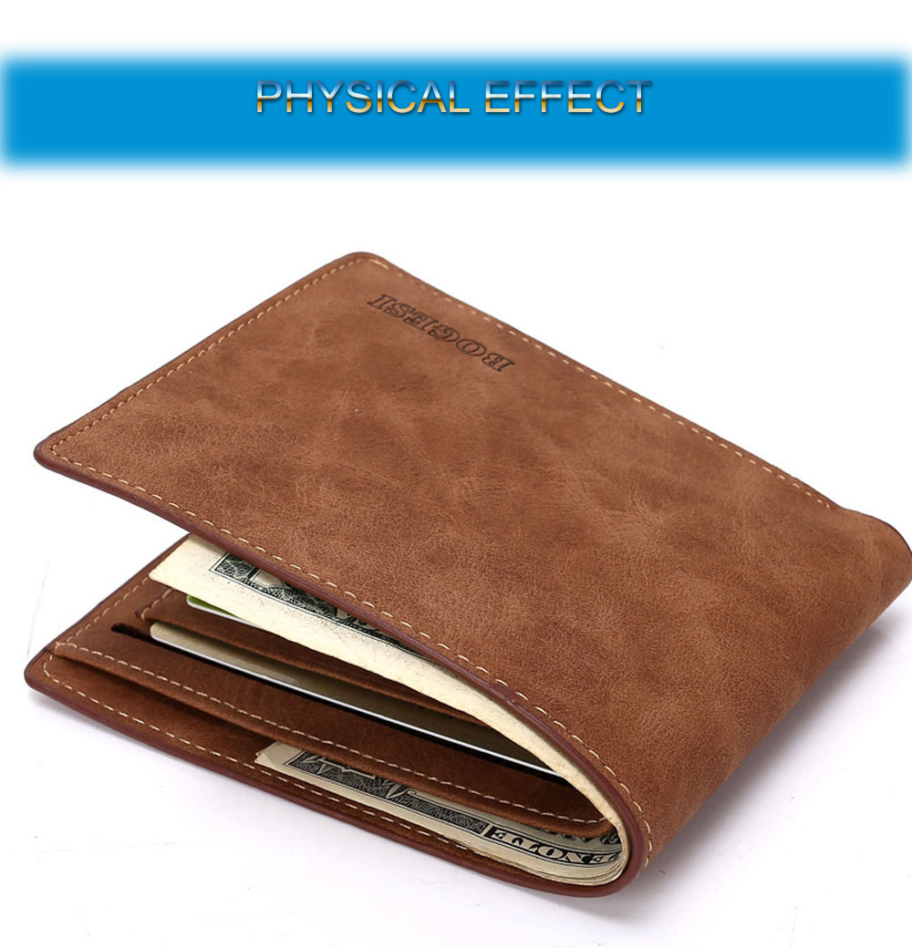 baellerry Men Solid Color Letter Open Short Horizontal Wallet