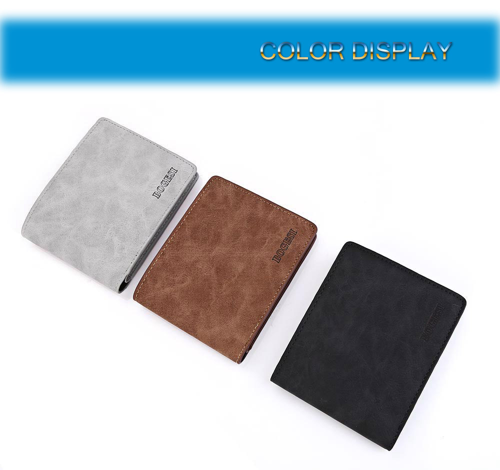 baellerry Men Solid Color Letter Open Short Horizontal Wallet