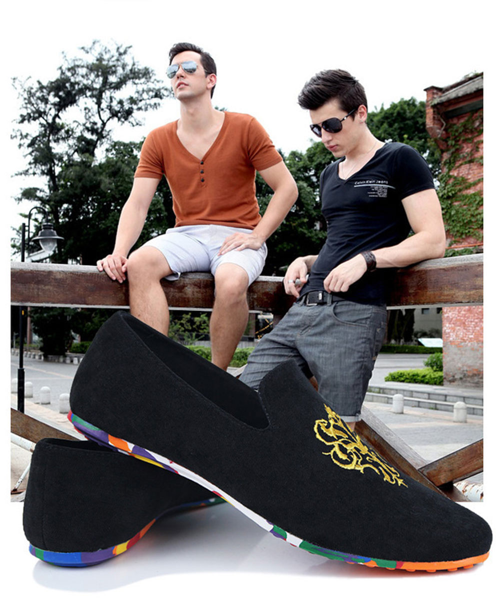Casual Pure Color Slip On Nubuck Leather Colorful Soles Moccasins Shoes for Men
