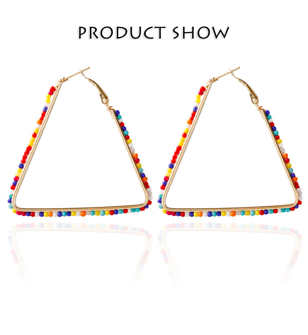 Bohemia Triangle Bead Hollow Hoop Earrings for Lady