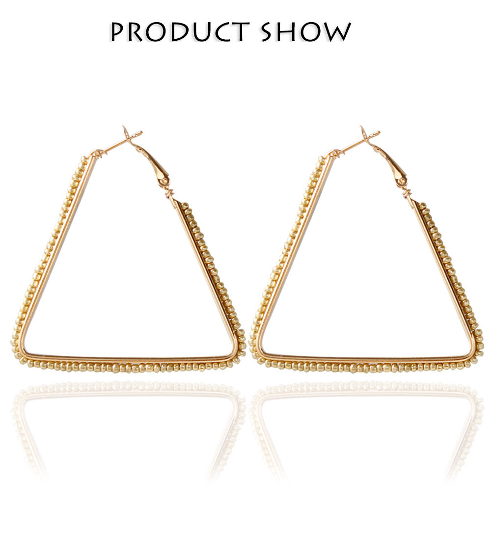 Bohemia Triangle Bead Hollow Hoop Earrings for Lady