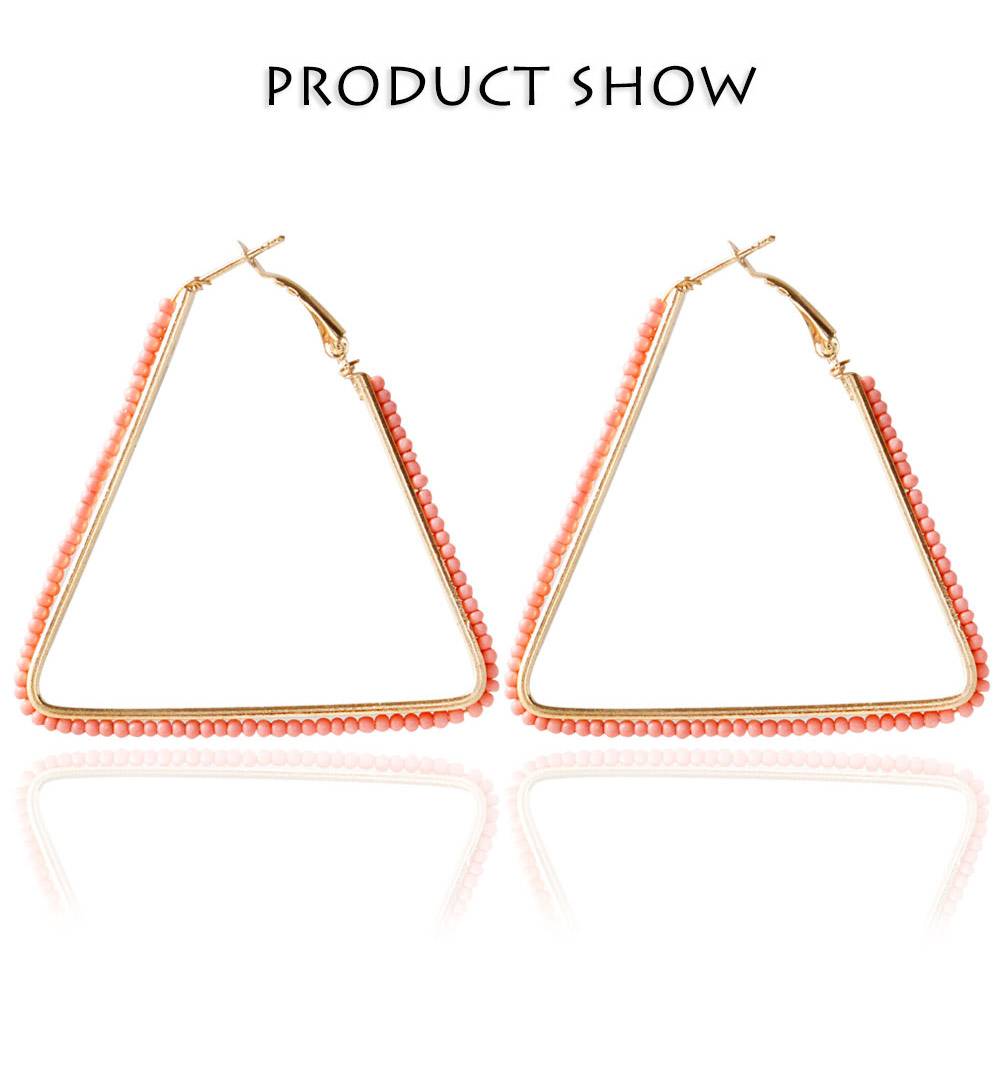 Bohemia Triangle Bead Hollow Hoop Earrings for Lady