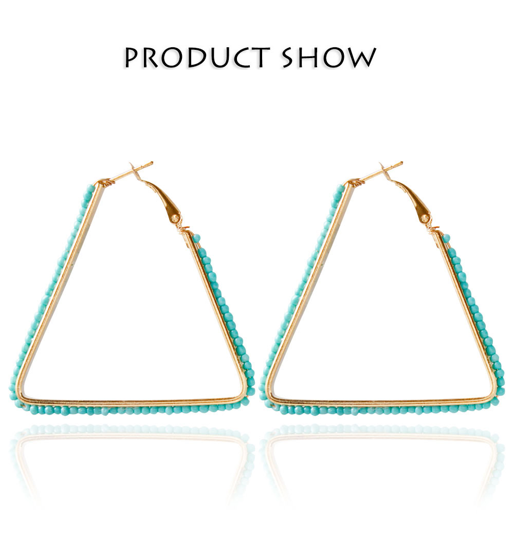 Bohemia Triangle Bead Hollow Hoop Earrings for Lady