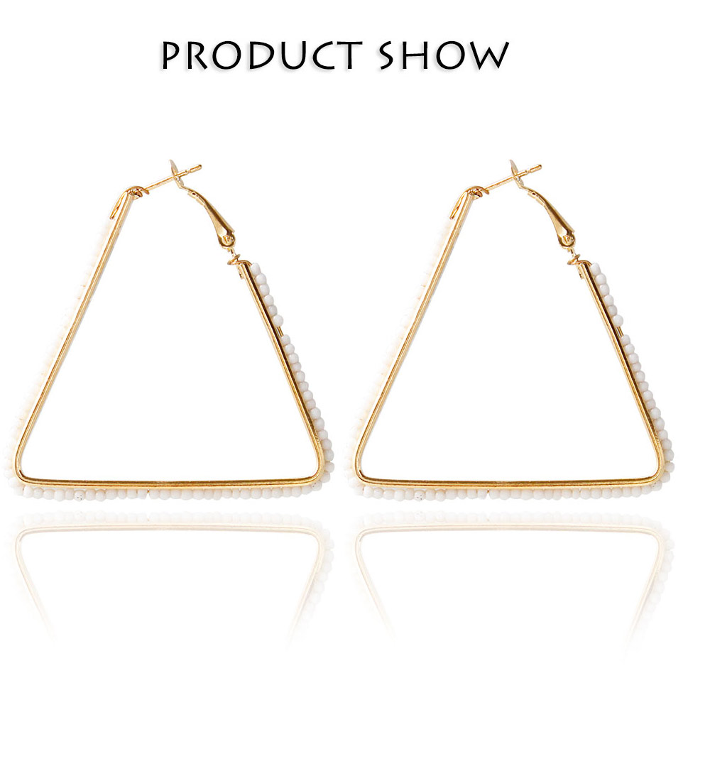 Bohemia Triangle Bead Hollow Hoop Earrings for Lady