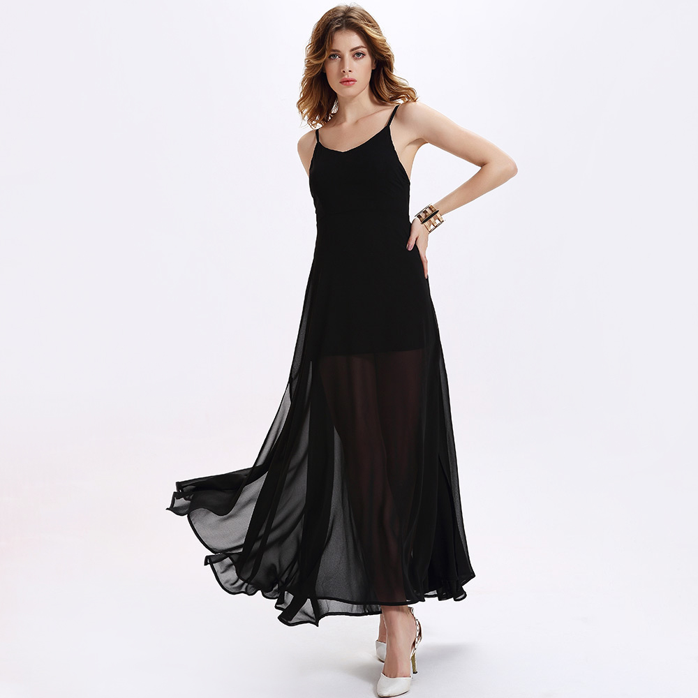 Chic Women's Chiffon Spaghetti Strap Furcal Dress