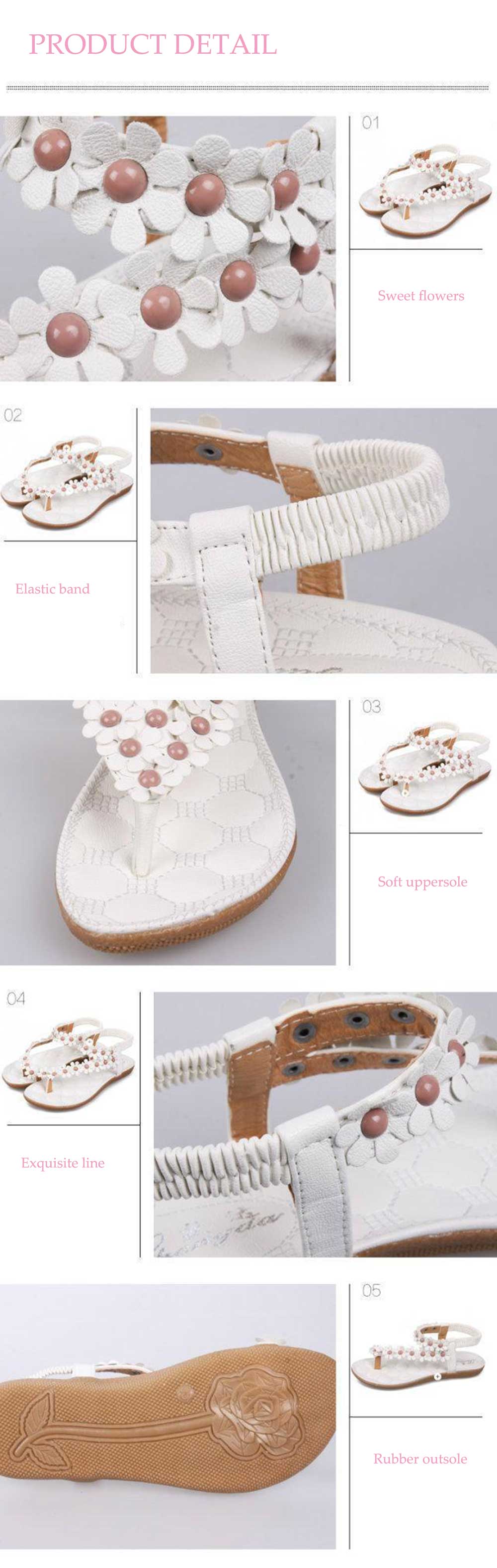 Bohemia Flower Elastic Band Women Flat Flip-flop Sandals