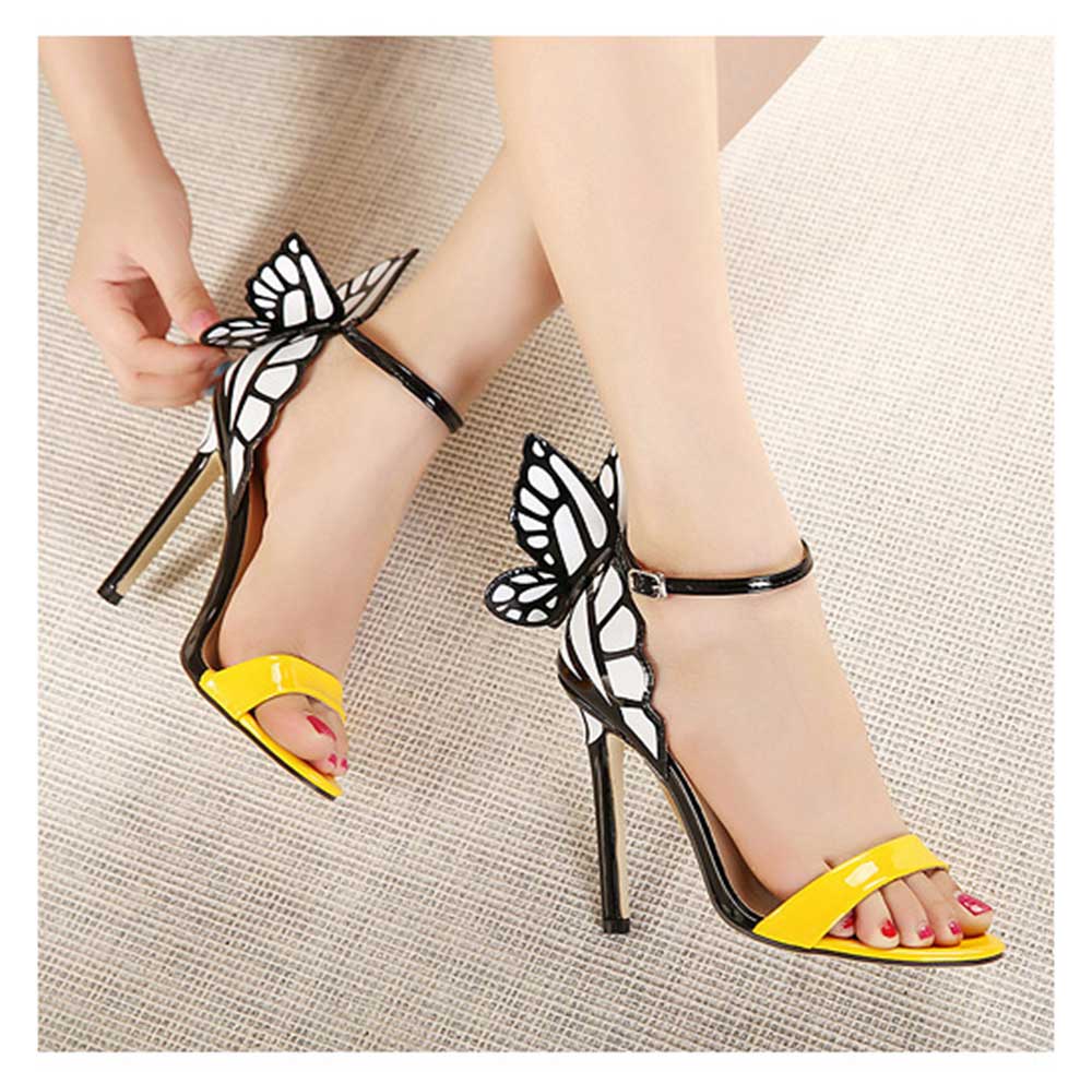 RainbowCat Sexy Butterfly Design Open Toe Color Block Women High Heel Sandals