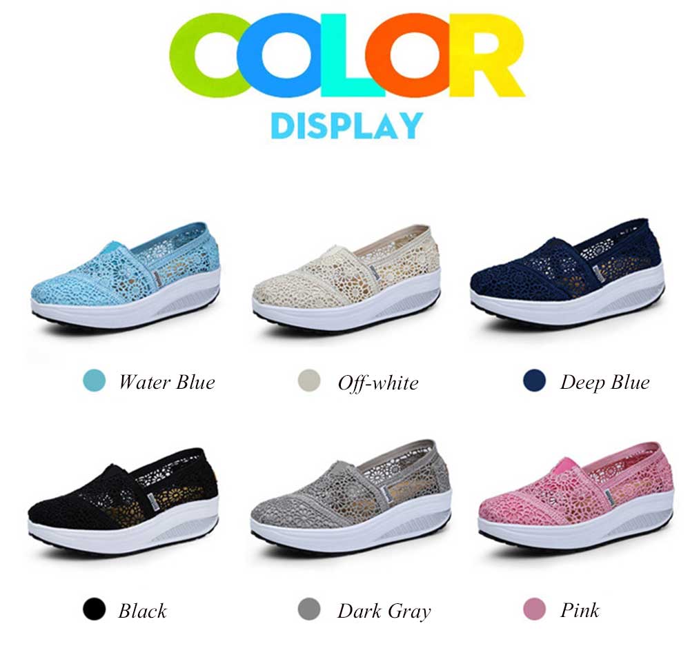 Casual Lace Design Hollow Out Slip On Women Platform Shoes