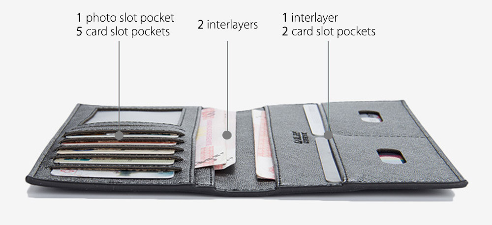 Baellerry Thin Soft Men Solid Color Long Vertical Photo Cash Card Wallet