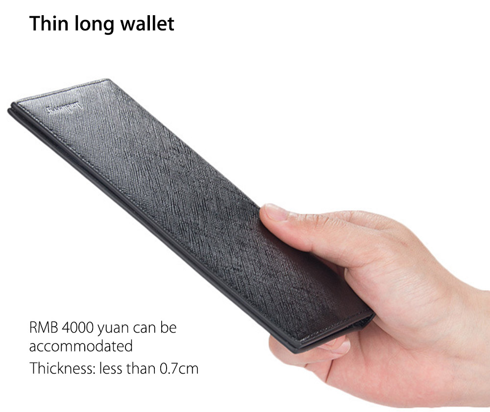 Baellerry Thin Soft Men Solid Color Long Vertical Photo Cash Card Wallet