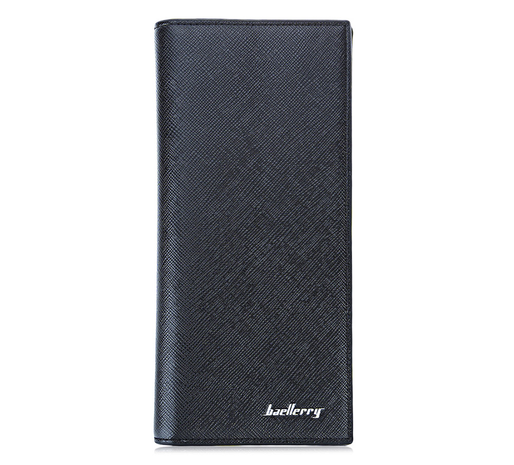 Baellerry Thin Soft Men Solid Color Long Vertical Photo Cash Card Wallet