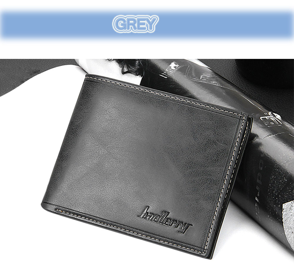 Men Solid Color Letter Open Horizontal Wallet