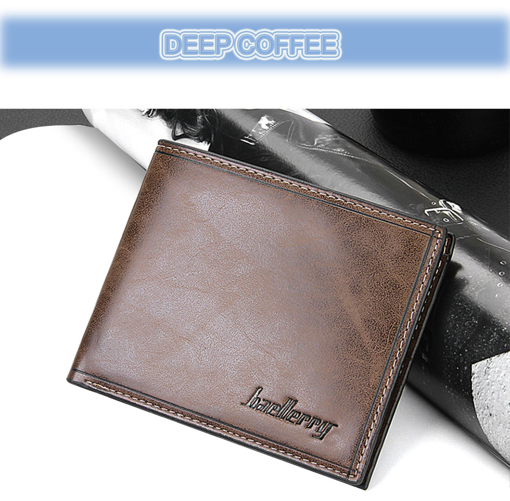 Men Solid Color Letter Open Horizontal Wallet