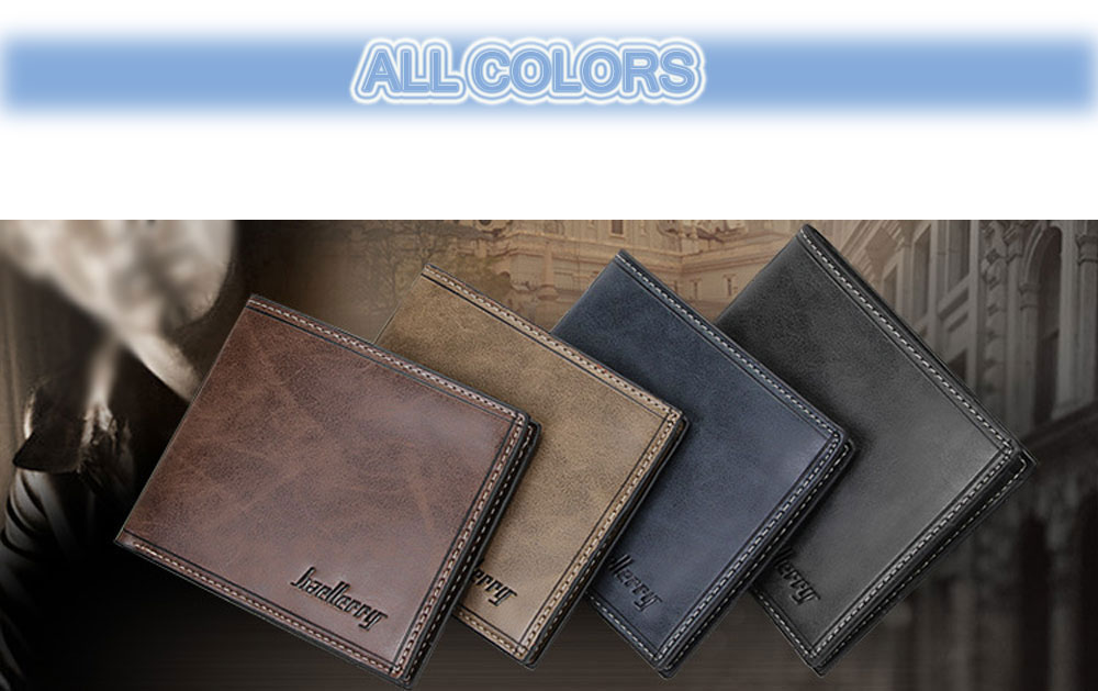 Men Solid Color Letter Open Horizontal Wallet