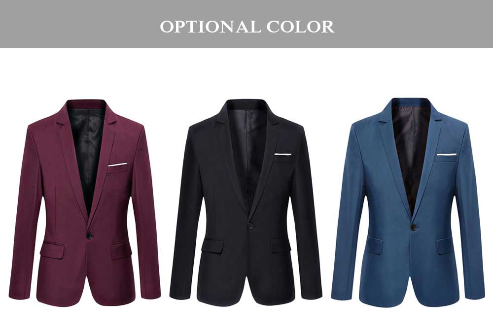 Fashionable Solid Color Turn Down Collar Slim Fit Suit for Men