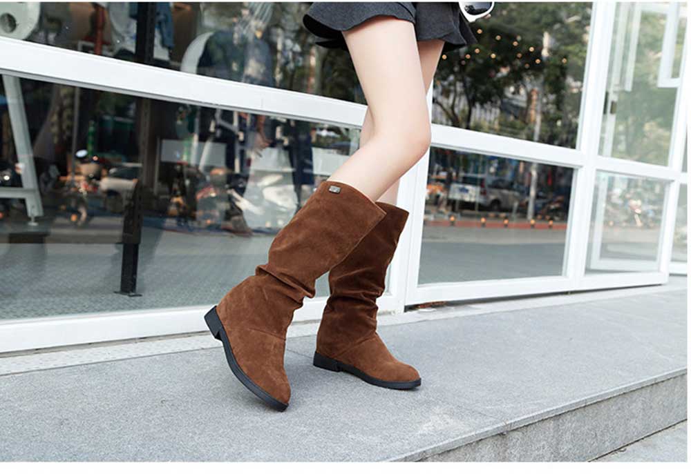 Elegant Pure Color Flat Sole High Leg Boots for Women