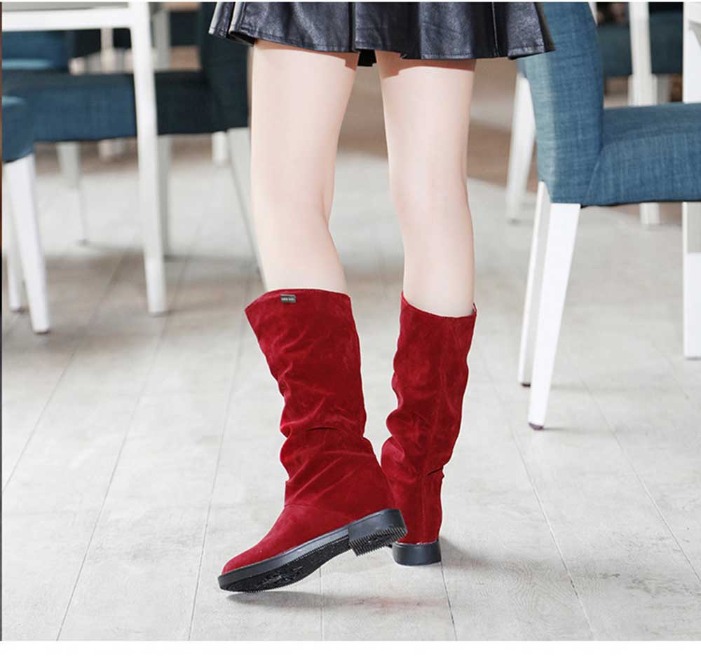 Elegant Pure Color Flat Sole High Leg Boots for Women
