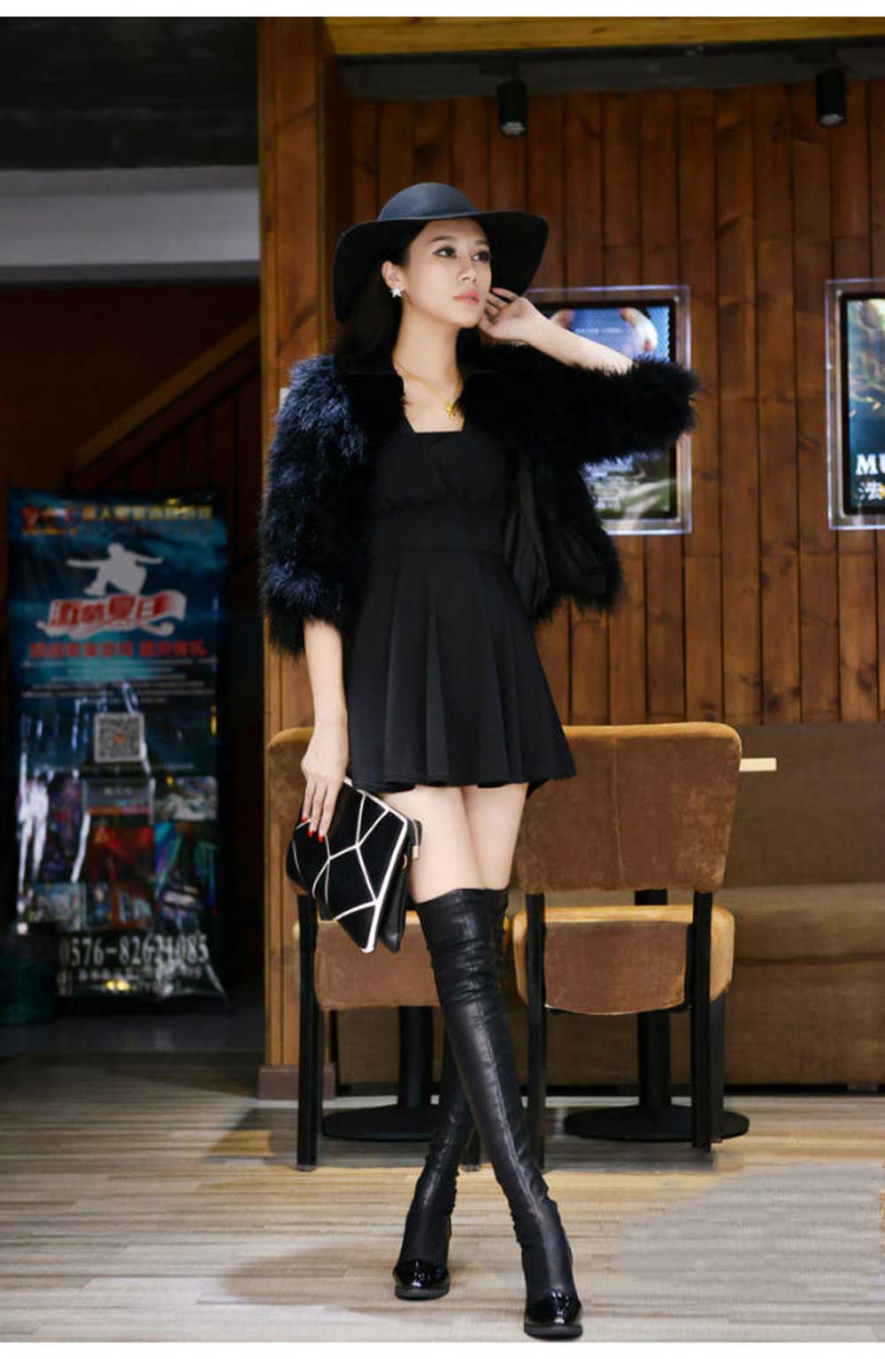 Fashionable Overlength Pointed Toe Elastic Knee High Boots for Women