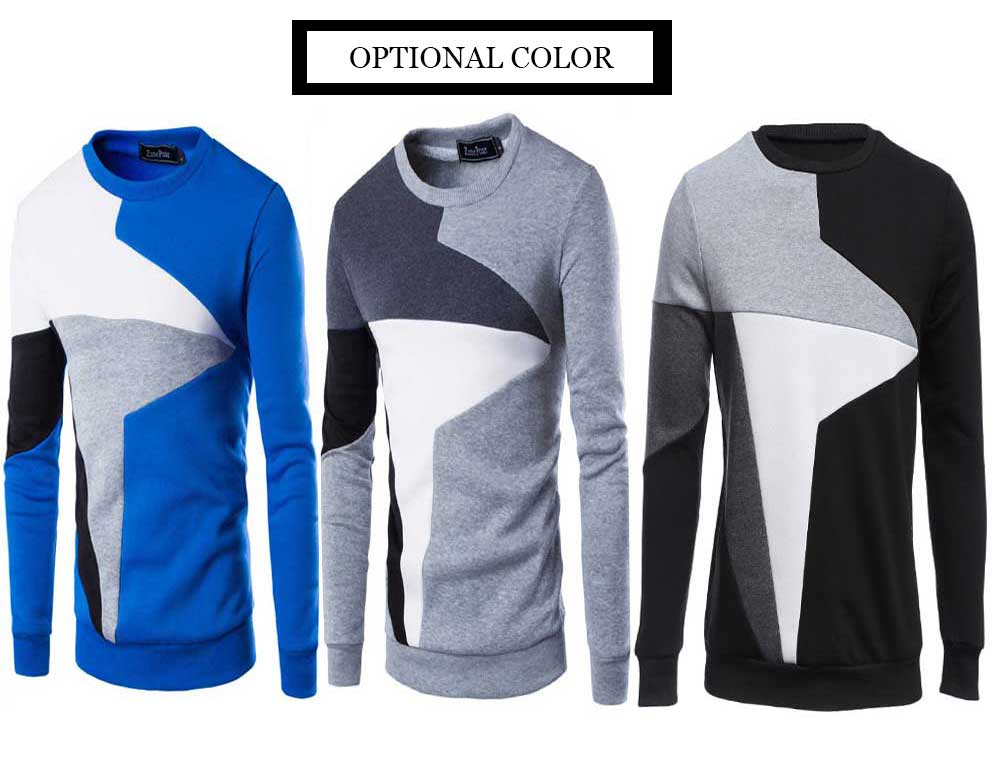 Casual Color Block Long Sleeve Pullover Sweater for Men