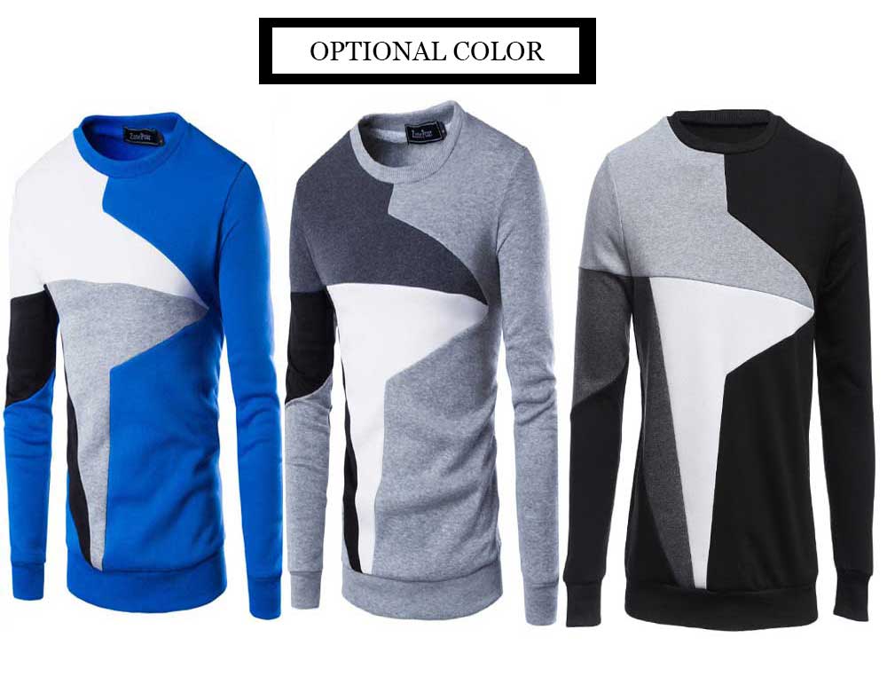 Casual Color Block Long Sleeve Pullover Sweater for Men