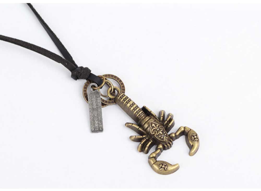 Fashionable Scorpion Pattern Design Adjustable Leather Necklace for Unisex