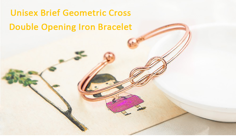 Unisex Brief Geometric Cross Double Opening Iron Bracelet
