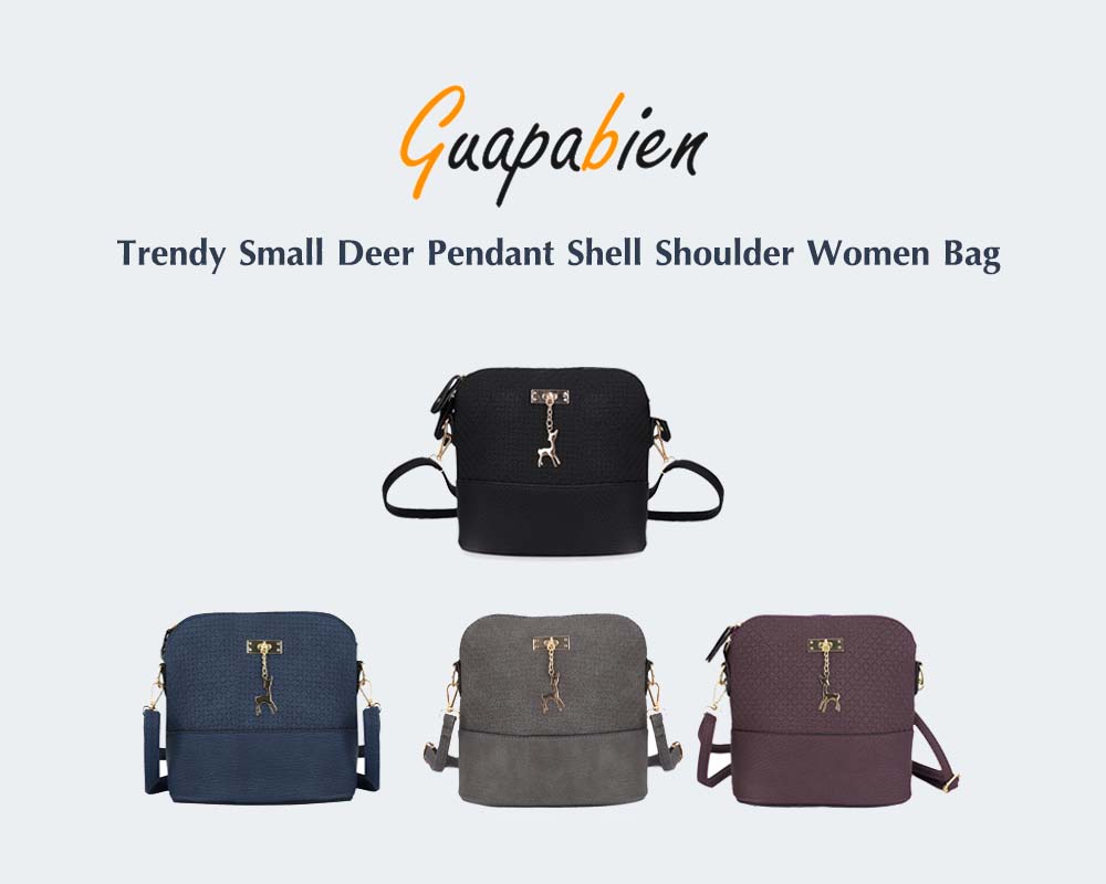 Guapabien Fashionable Plaid Pattern Small Deer Pendant Shell Shoulder Women Handbag
