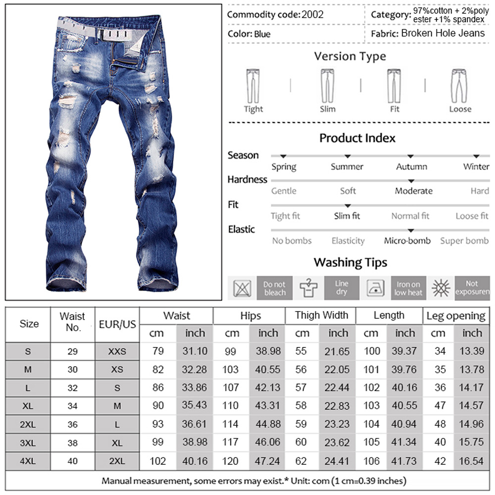 Casual Ripped Straight Legs Denim Pants For Men