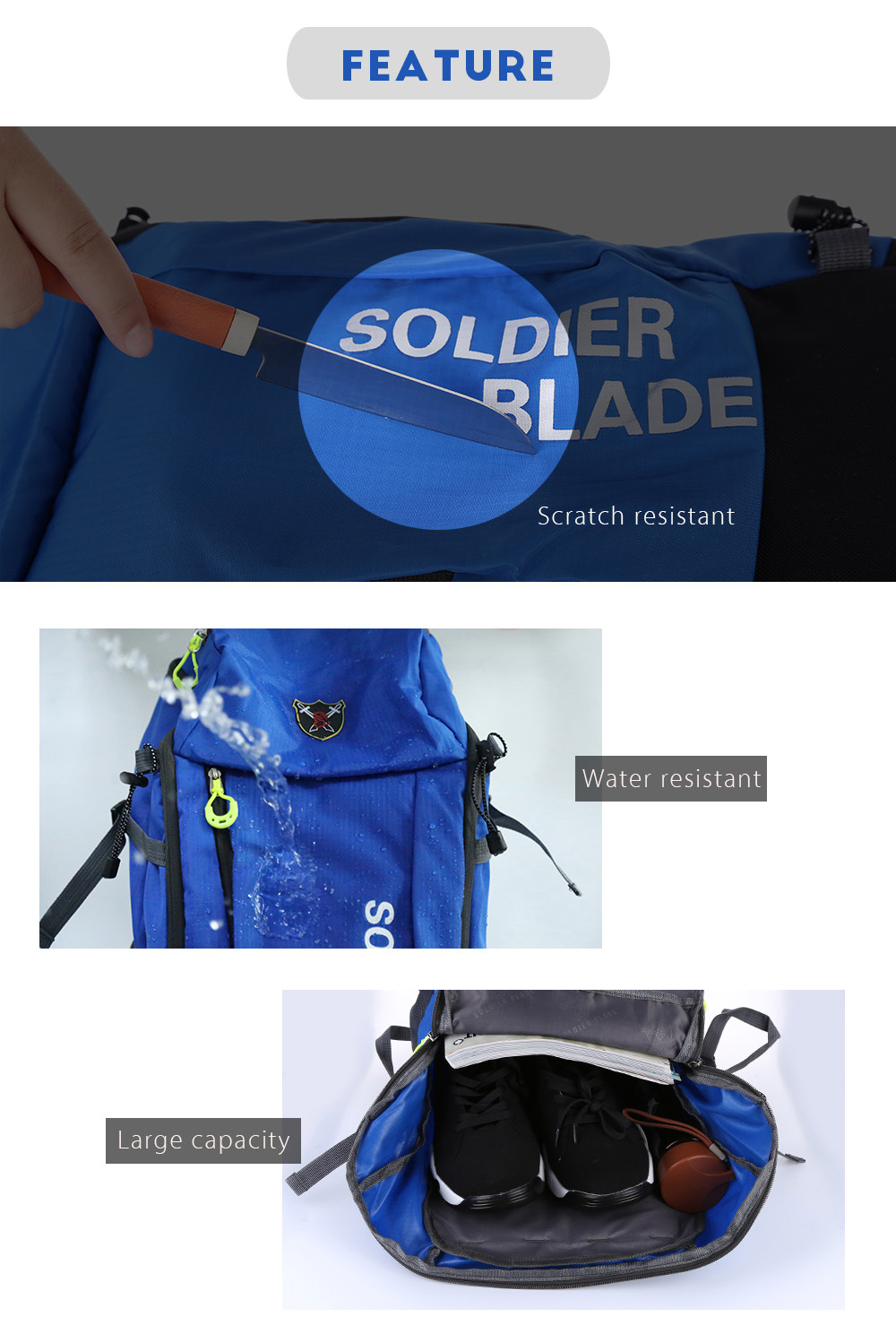 SOLDIER BLADE Multifunction Outdoor Traveling Riding Biking Light Weight Water Resistant Backpack