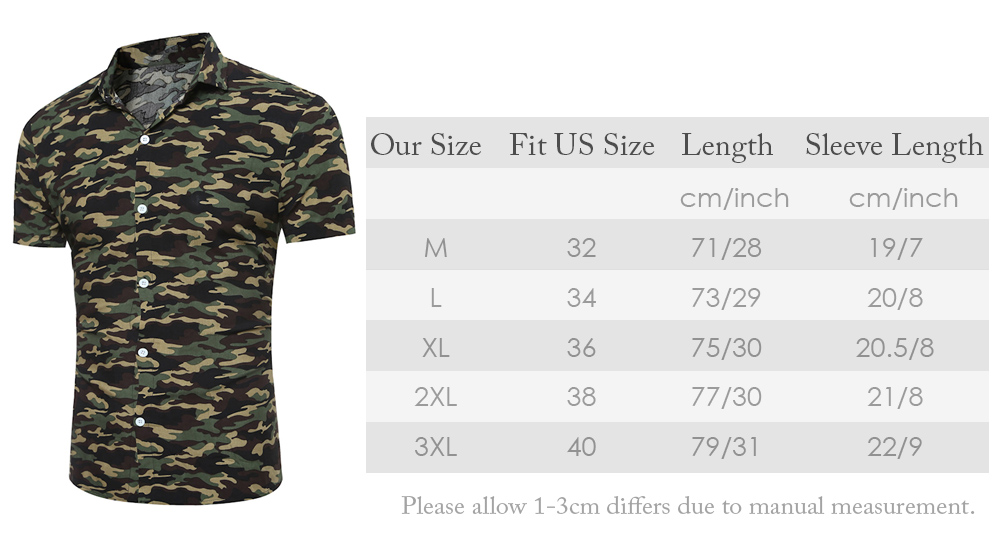 Camouflage Print Short Sleeve Breathable Shirt