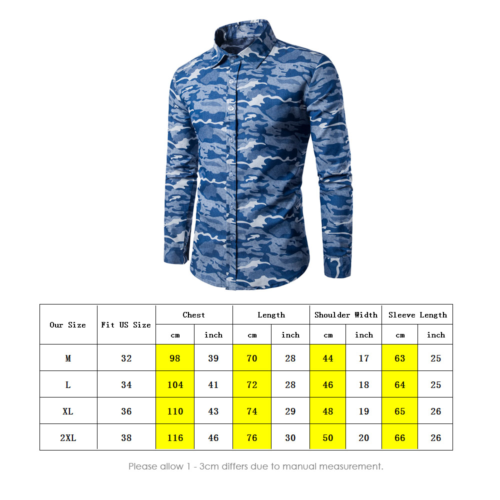 Turndown Collar Camouflage Denim Shirt