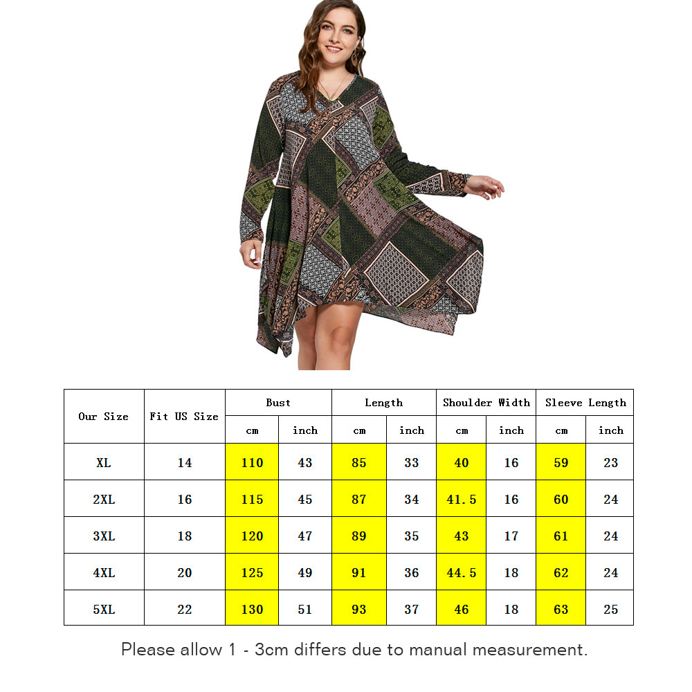 Geometric Handkerchief Plus Size Dress