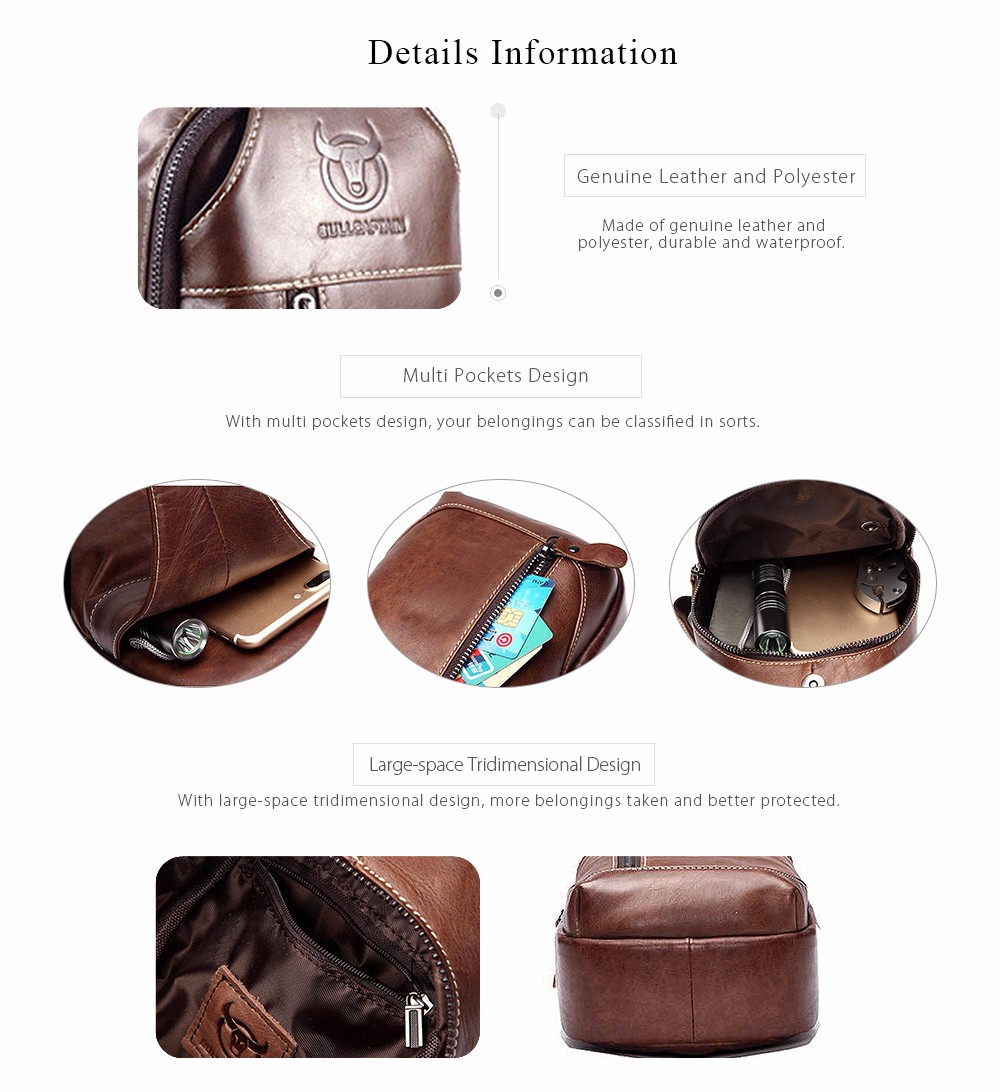 BULLCAPTAIN Genuine Leather Shoulder Bag for Men