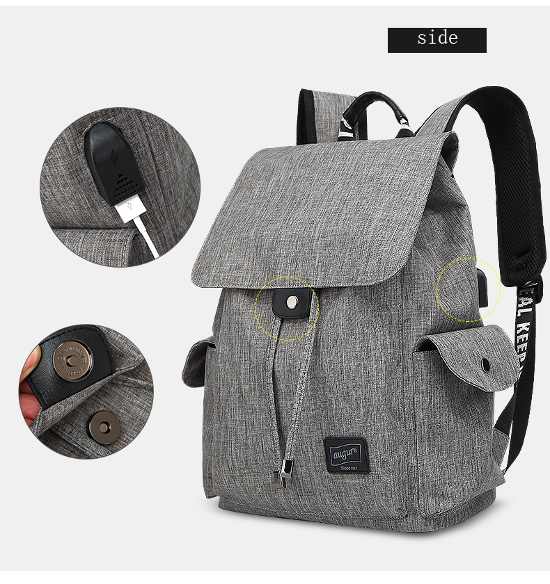 AUGUR Brand Backpack Multifunction USB Charging Men Women Casual Travel Teenager Student School Bag