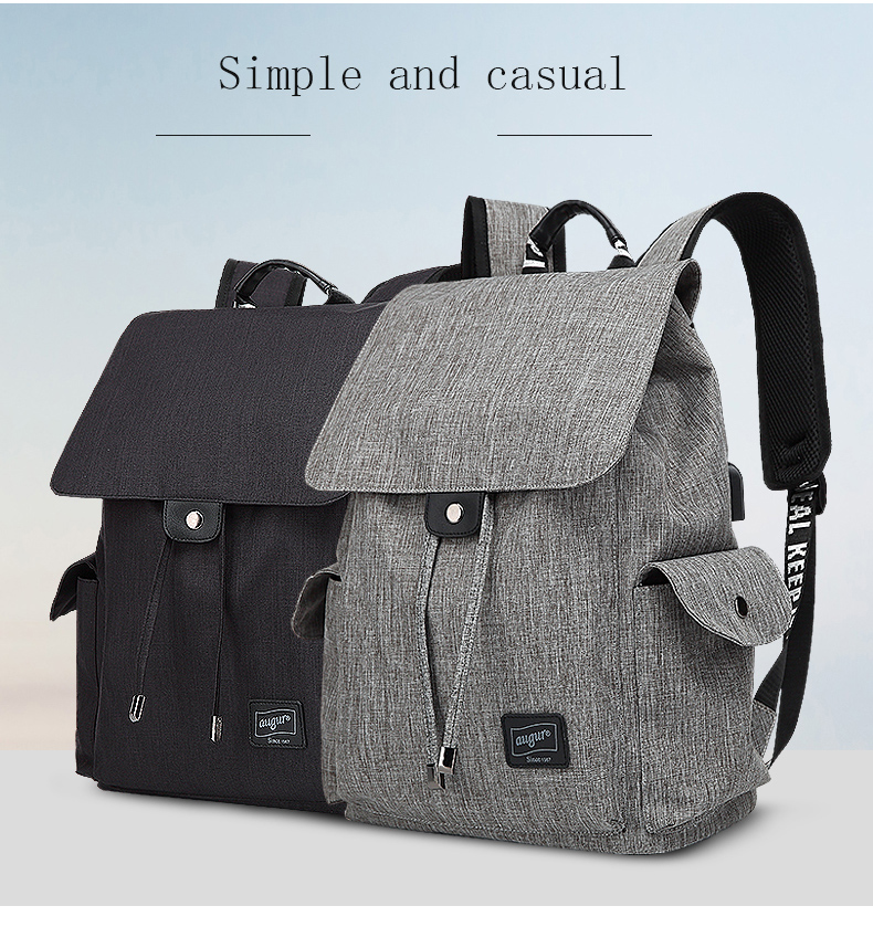 AUGUR Brand Backpack Multifunction USB Charging Men Women Casual Travel Teenager Student School Bag