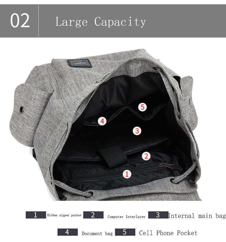 AUGUR Brand Backpack Multifunction USB Charging Men Women Casual Travel Teenager Student School Bag