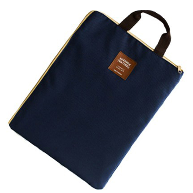 File Bag Zipper Design Cloth Solid Color Office Utility Computer Bag