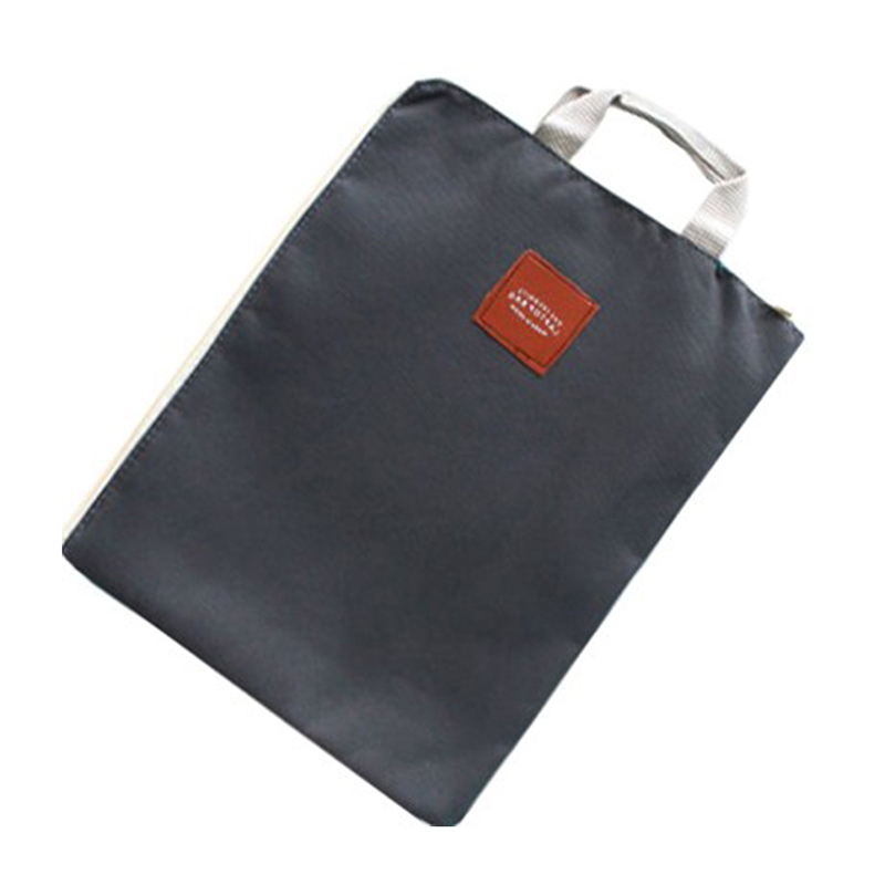 File Bag Zipper Design Cloth Solid Color Office Utility Computer Bag