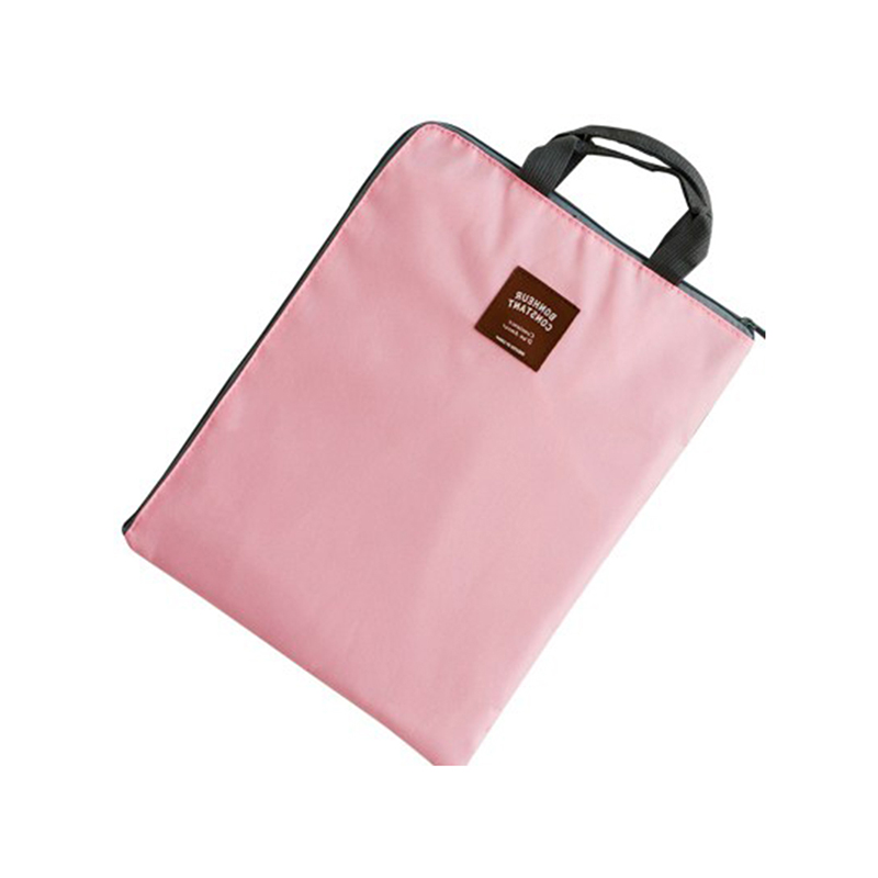 File Bag Zipper Design Cloth Solid Color Office Utility Computer Bag