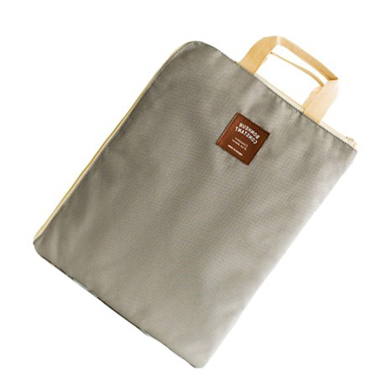 File Bag Zipper Design Cloth Solid Color Office Utility Computer Bag