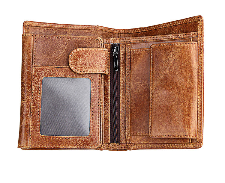 Men Leather Wallet Multifunctional Vertical Section Male Purses