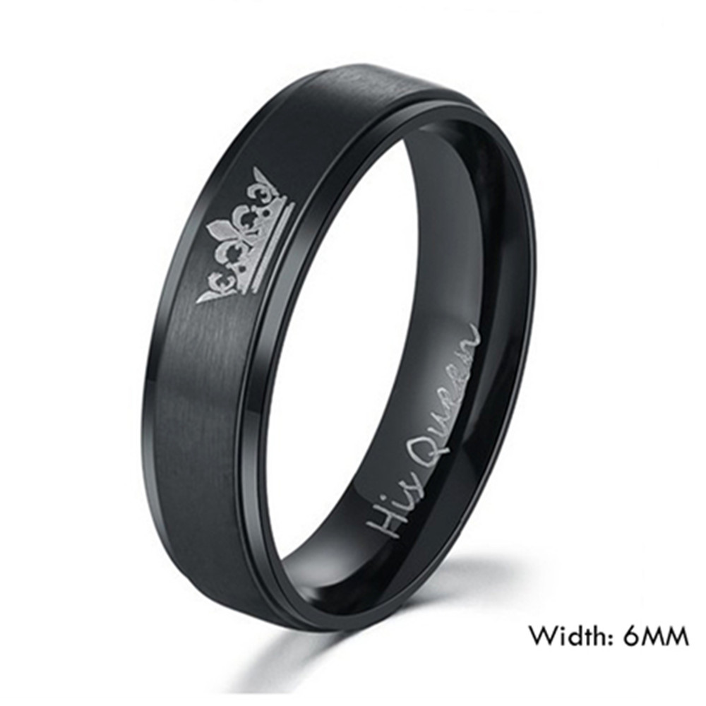 Fashion DIY Couple Jewelry Her King and His Queen Stainless Steel Wedding Rings for Women Men