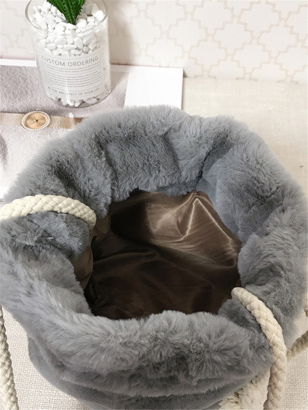 New Bucket Fur Bag Shoulder Diagonal Package